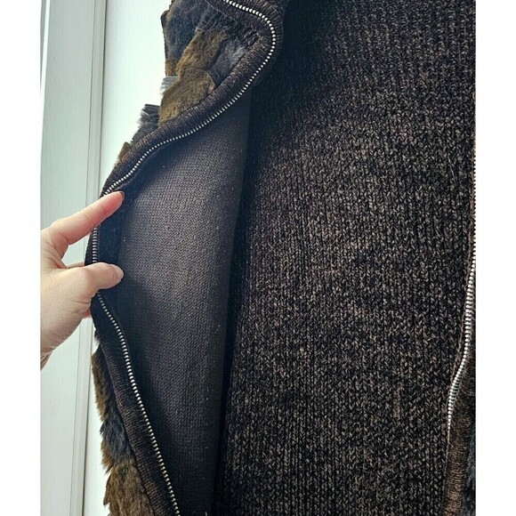 VICTORIA HARBOUR Vintage Brown Vest Full  Zip Faux Fur Pockets On Both Sides - Picture 5 of 6